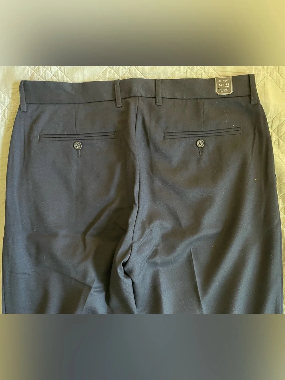 J. CREW Classic creased wool trouser in Dark Navy Size 34/34 NWT C0452